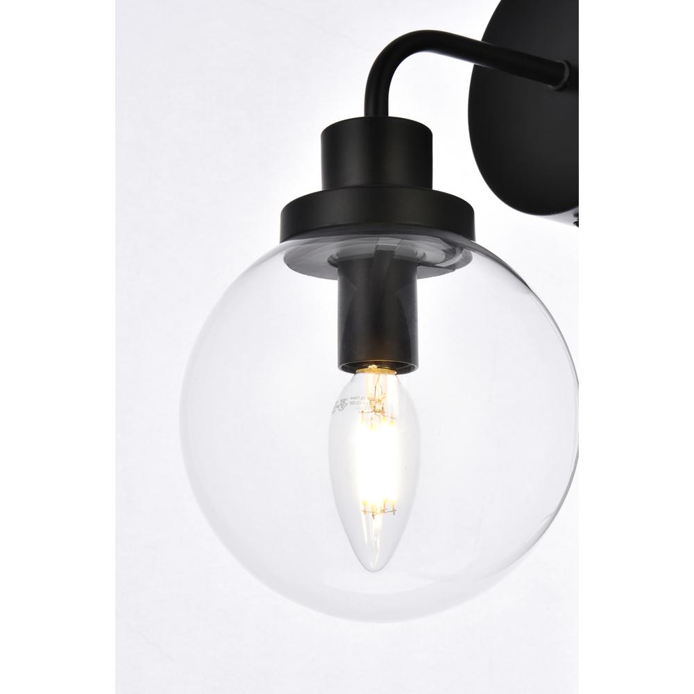 Hanson 1 light bath sconce in black with clear shade. Picture 3
