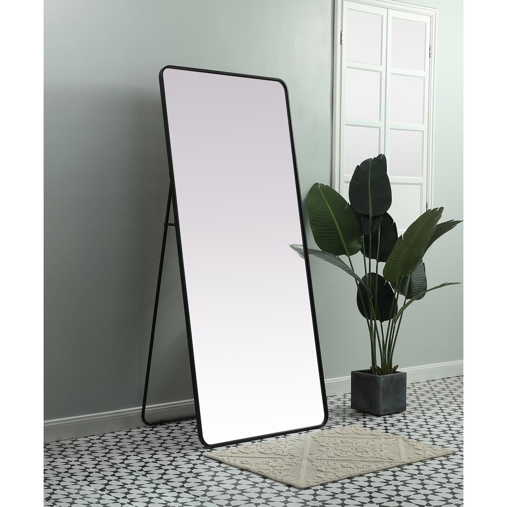 Soft Corner Metal Rectangle Full Length Mirror 32x72 Inch in Black. Picture 2