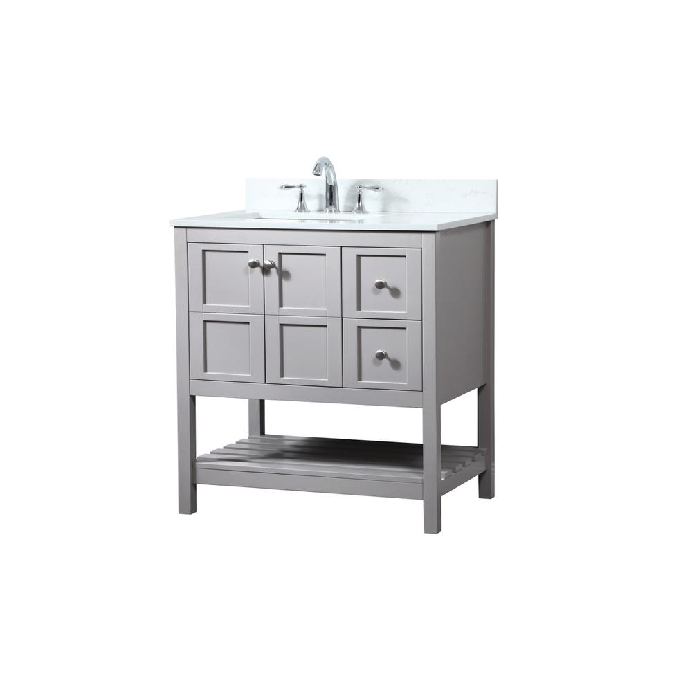 32 inch Single bathroom vanity in grey with backsplash. Picture 7
