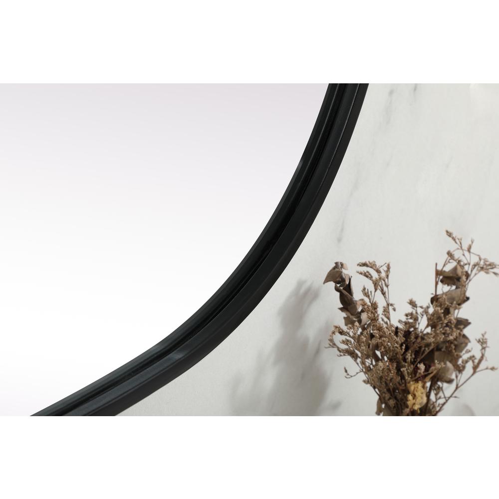 Metal Frame Oval Mirror 27x36 Inch in Black. Picture 6
