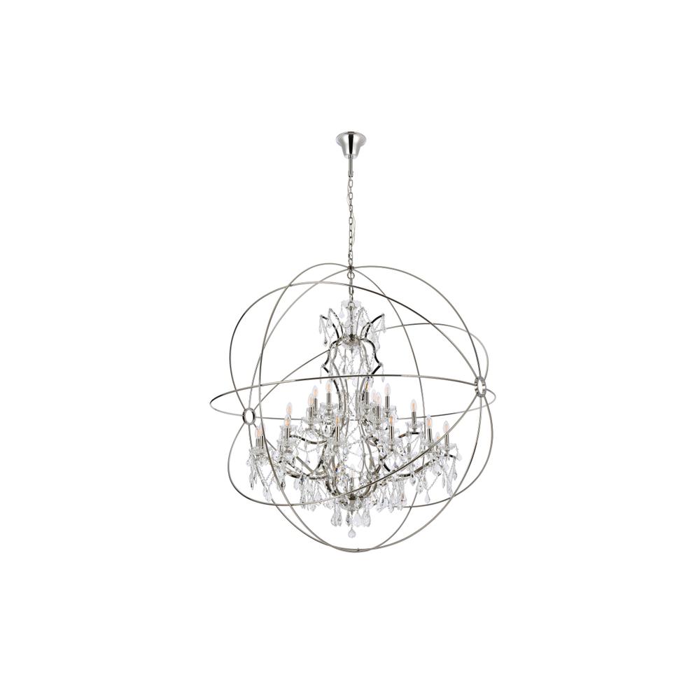 Geneva 25 light polished nickel Chandelier Clear Royal Cut crystal. Picture 6