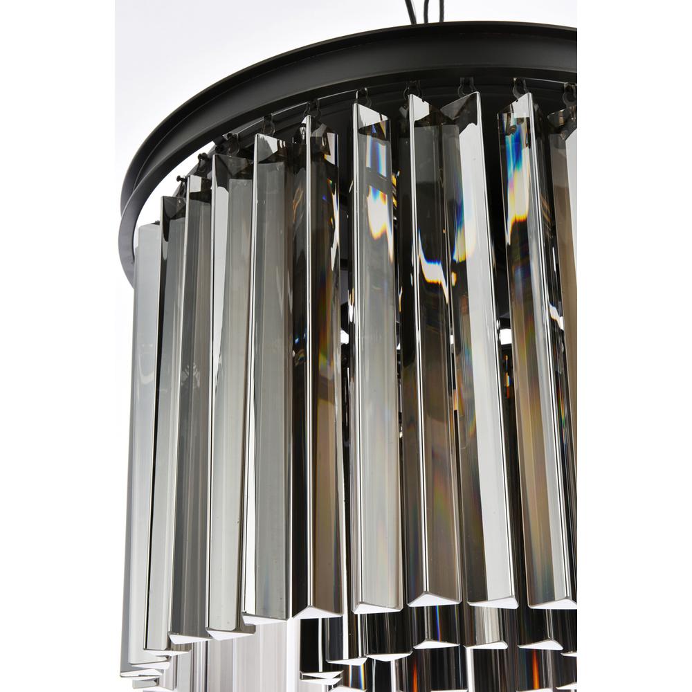 Sydney 6 light Matte Black Flush Mount Silver Shade (Grey) Royal Cut Crystal. Picture 4