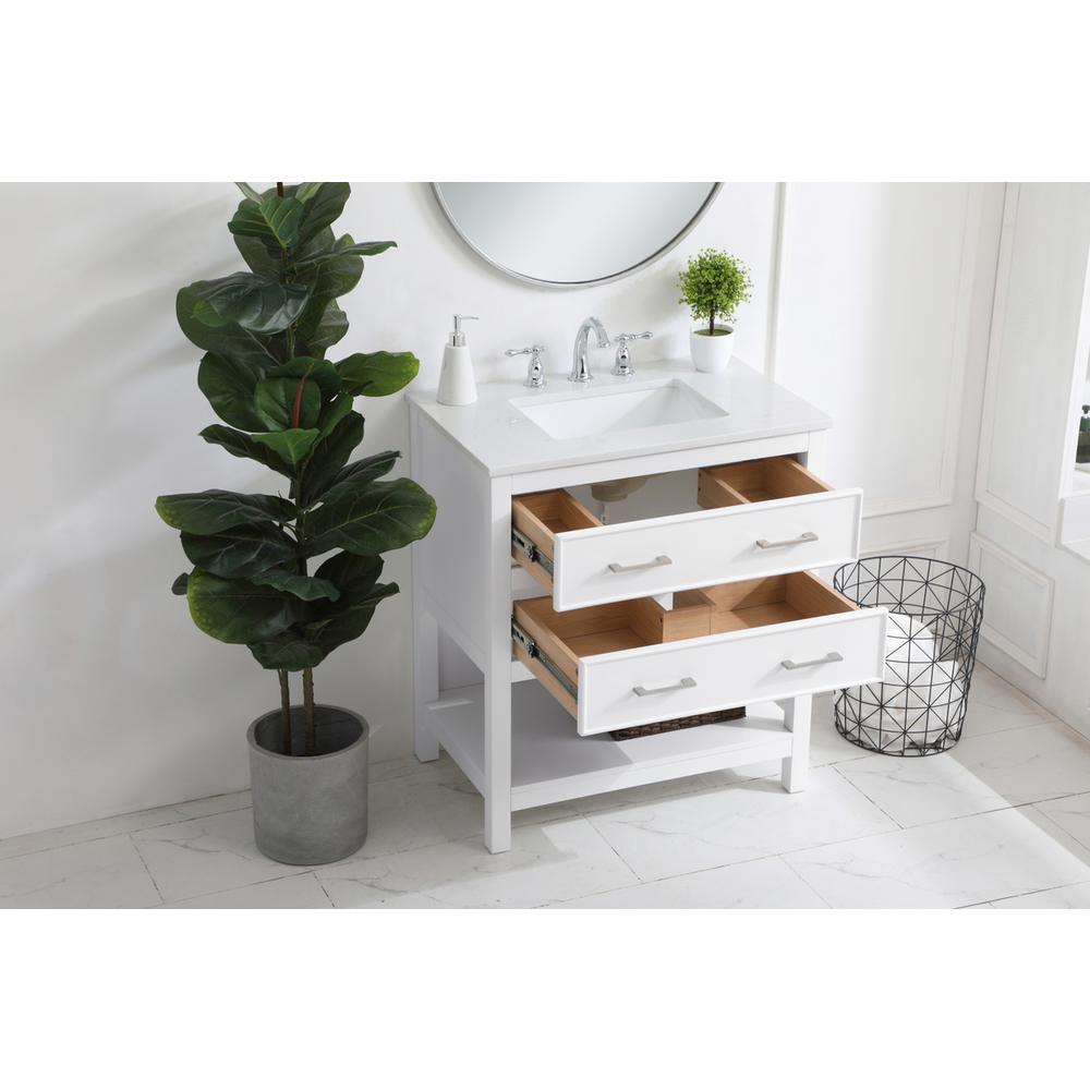 30 inch Single Bathroom Vanity in White. Picture 3
