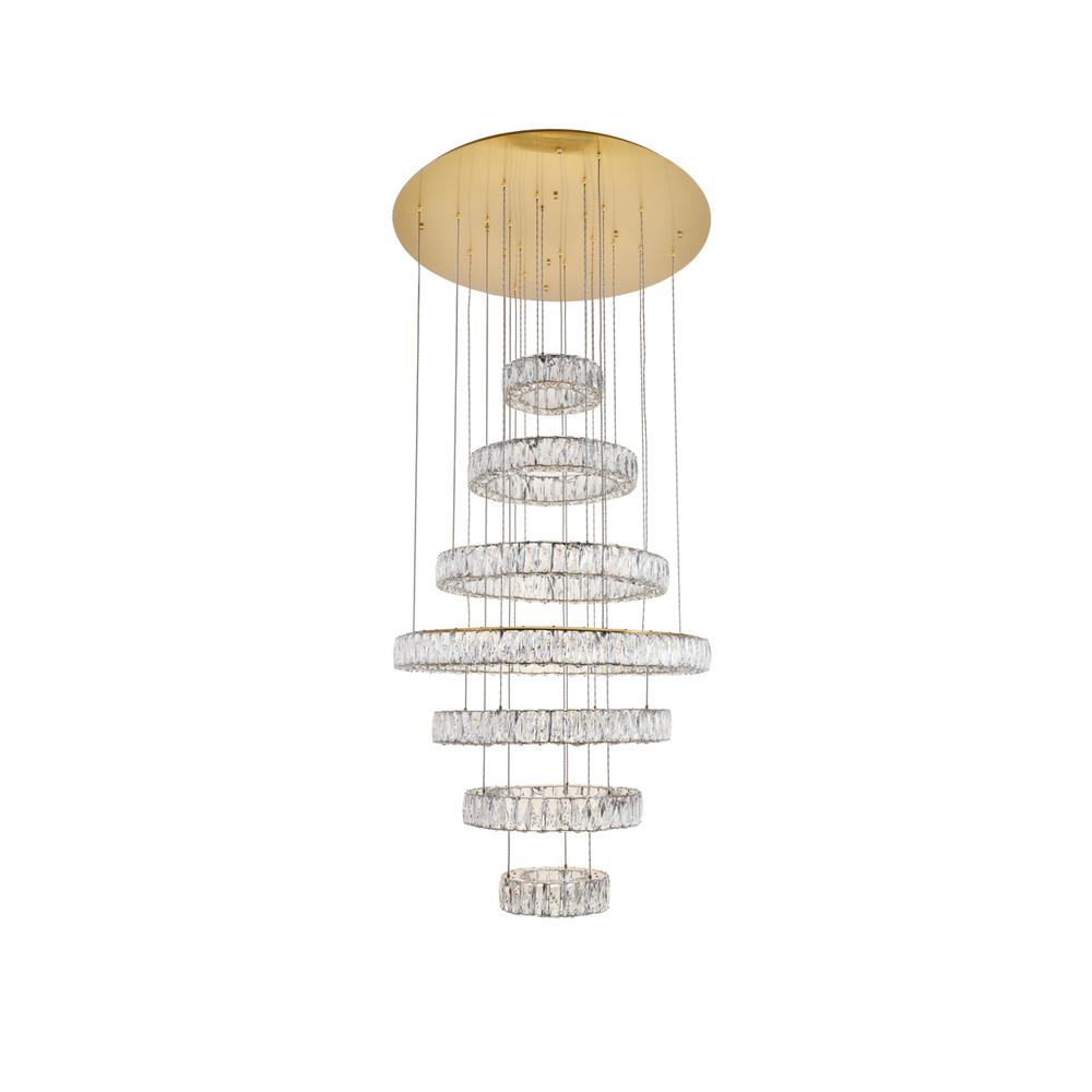 Monroe Integrated LED light Gold Chandelier Clear Royal Cut Crystal. Picture 6