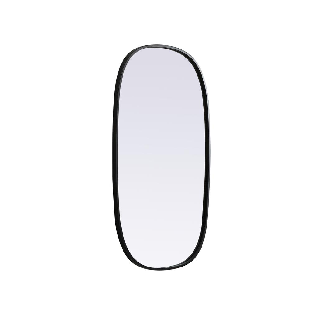 Metal Frame Oval Mirror 20x36 Inch in Black. Picture 7