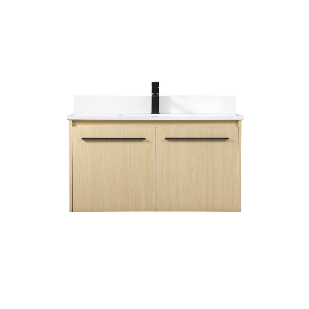 36 Inch Single Bathroom Vanity In Maple With Backsplash. Picture 1
