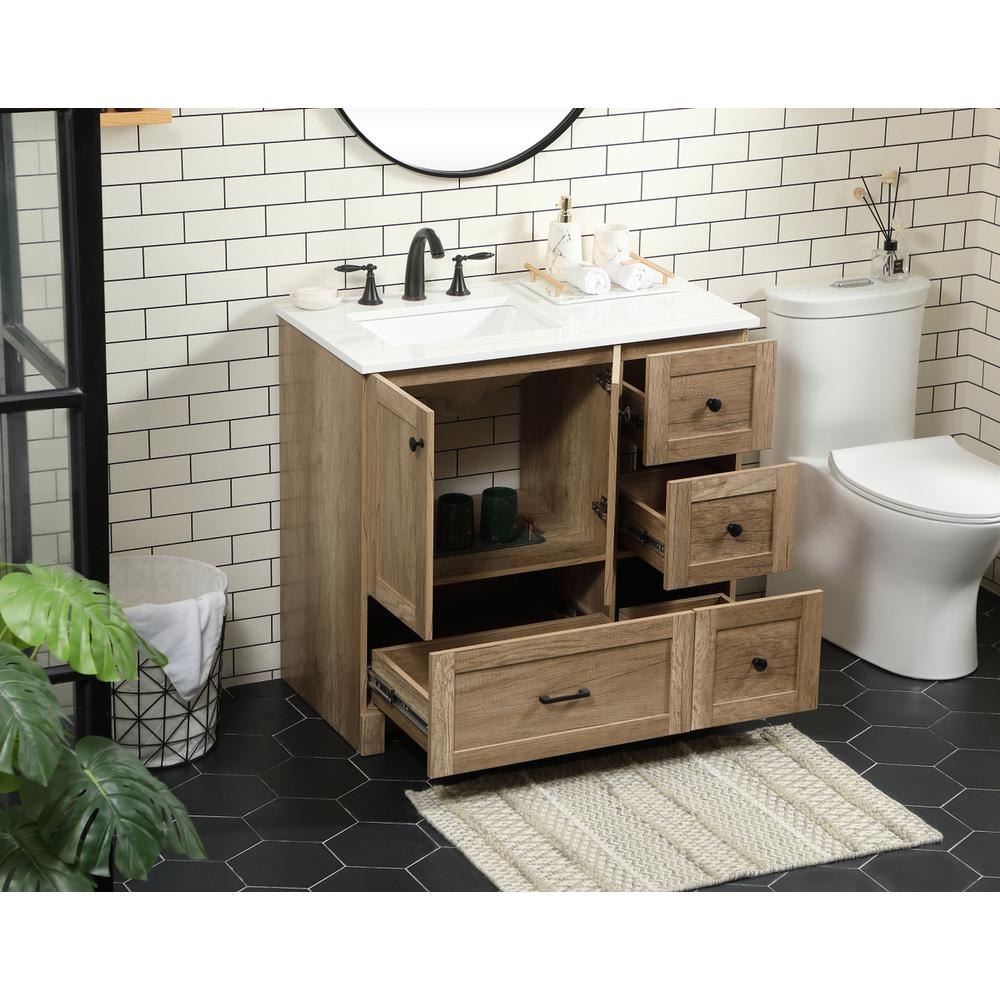 36 inch Single bathroom vanity in natural oak. Picture 3