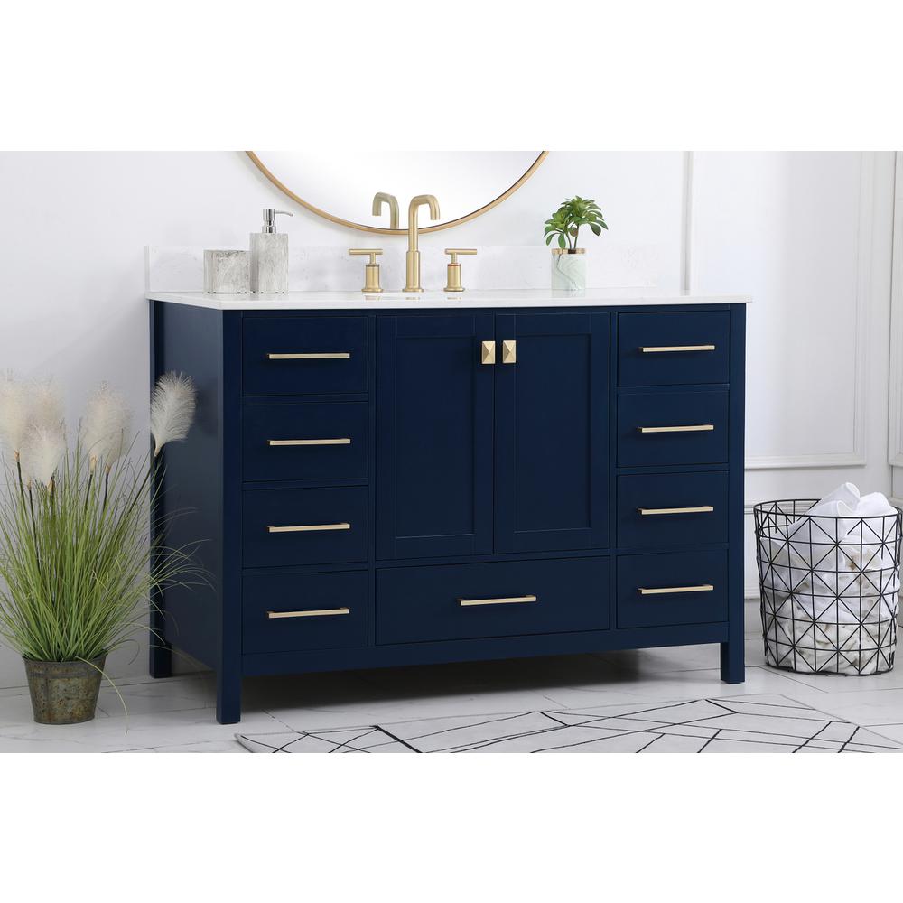 48 inch Single Bathroom Vanity in Blue with Backsplash. Picture 2