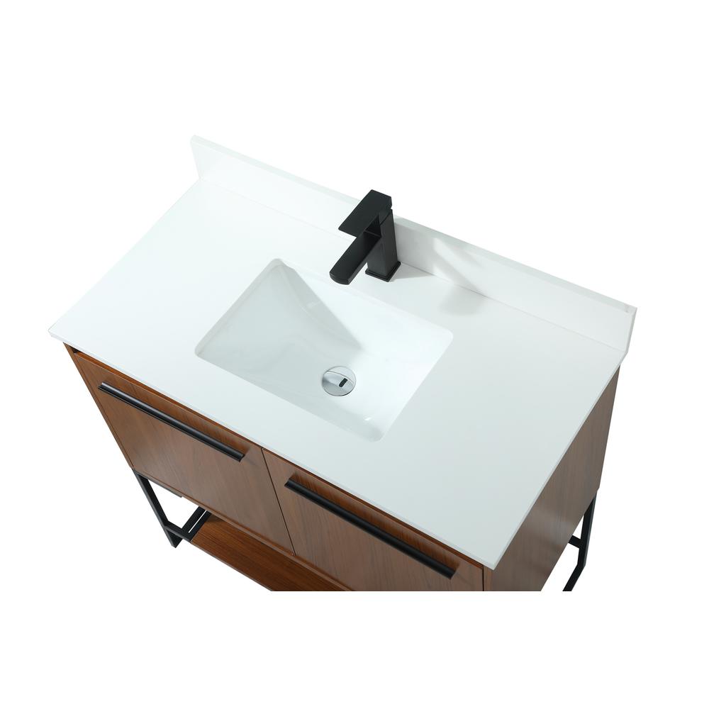 36 inch Single bathroom vanity in teak with backsplash. Picture 10