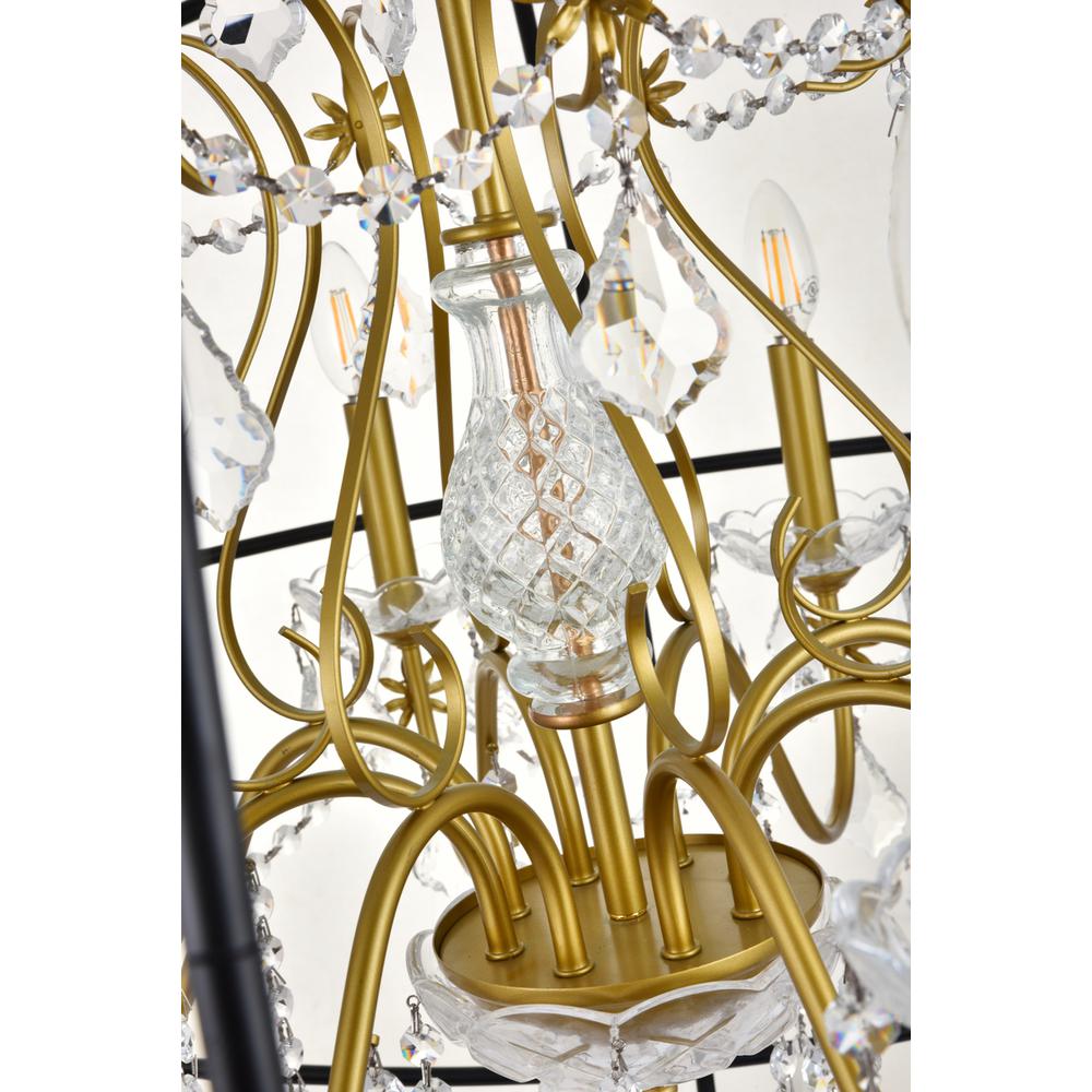 Cordelia 8 Light Black and Gold Crystal Pendant. Picture 3