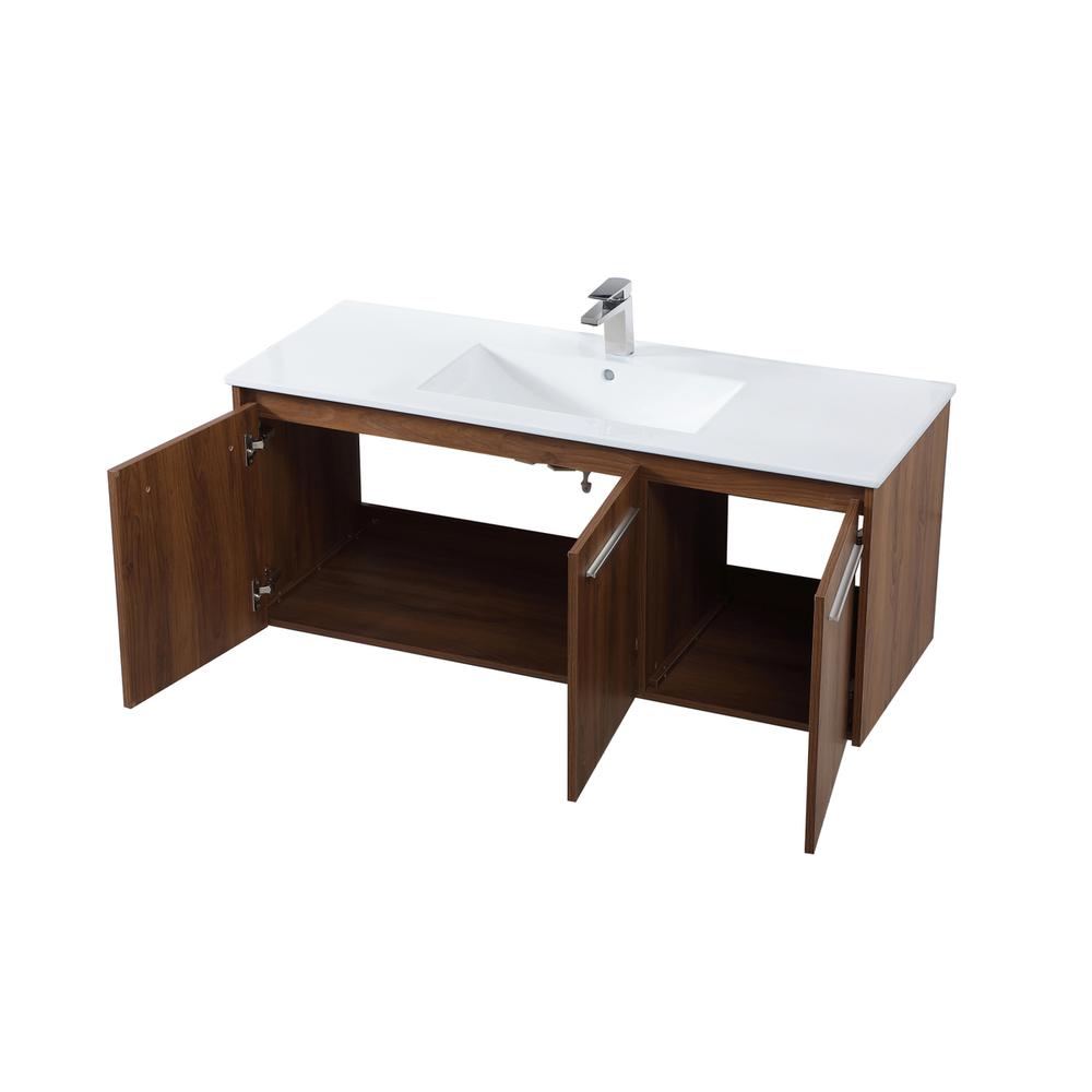48 inch  Single Bathroom Floating Vanity in Walnut Brown. Picture 8
