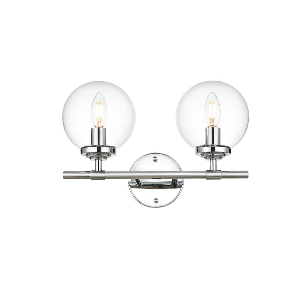 Ingrid 2 light Chrome and Clear Bath Sconce. Picture 1