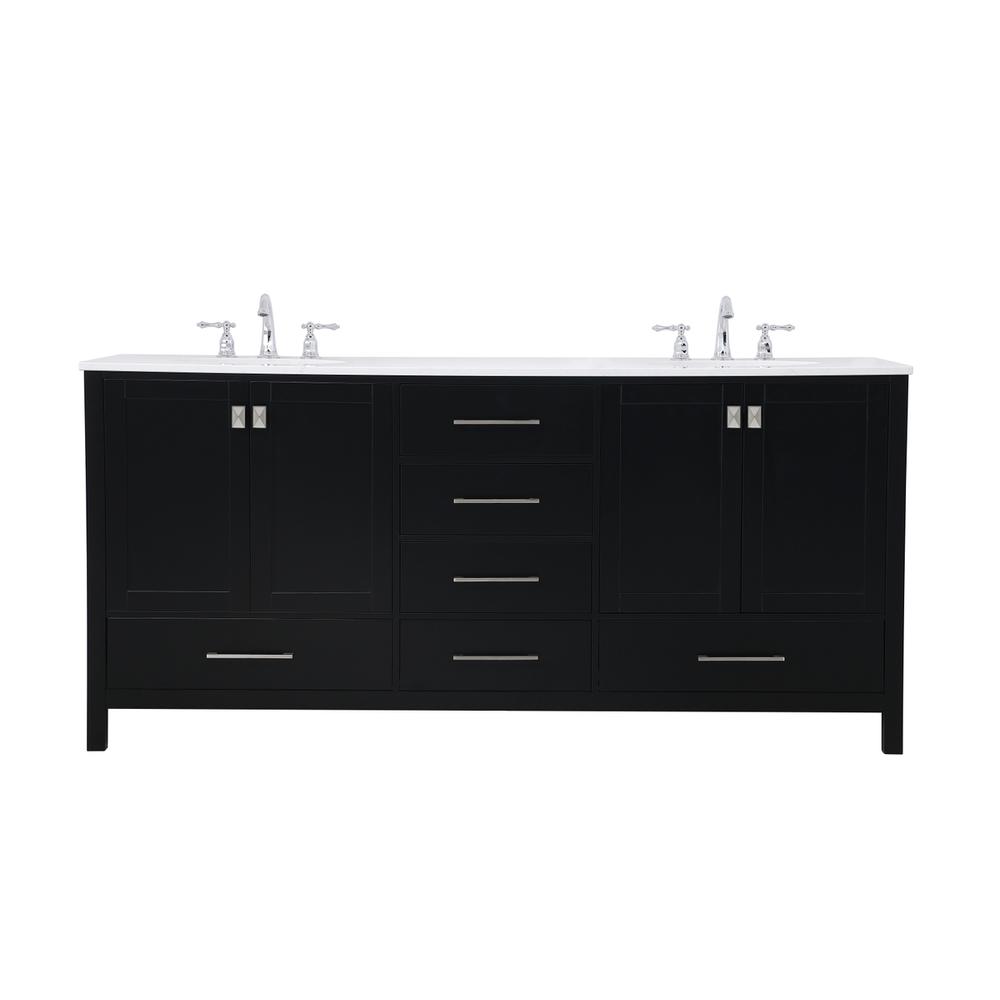 72 inch Double Bathroom Vanity in Black. Picture 1