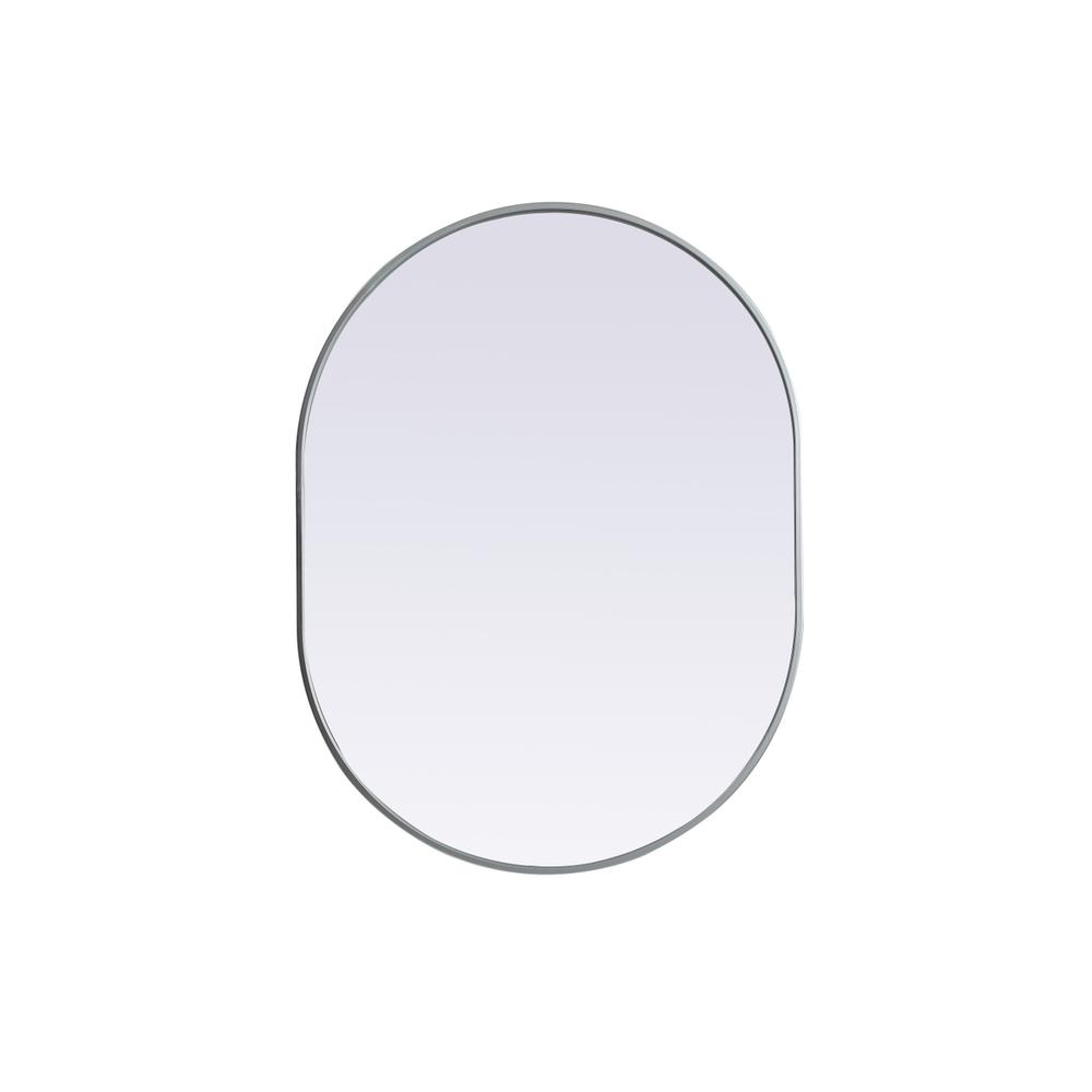 Metal Frame Oval Mirror 30x40 Inch in Silver. Picture 1