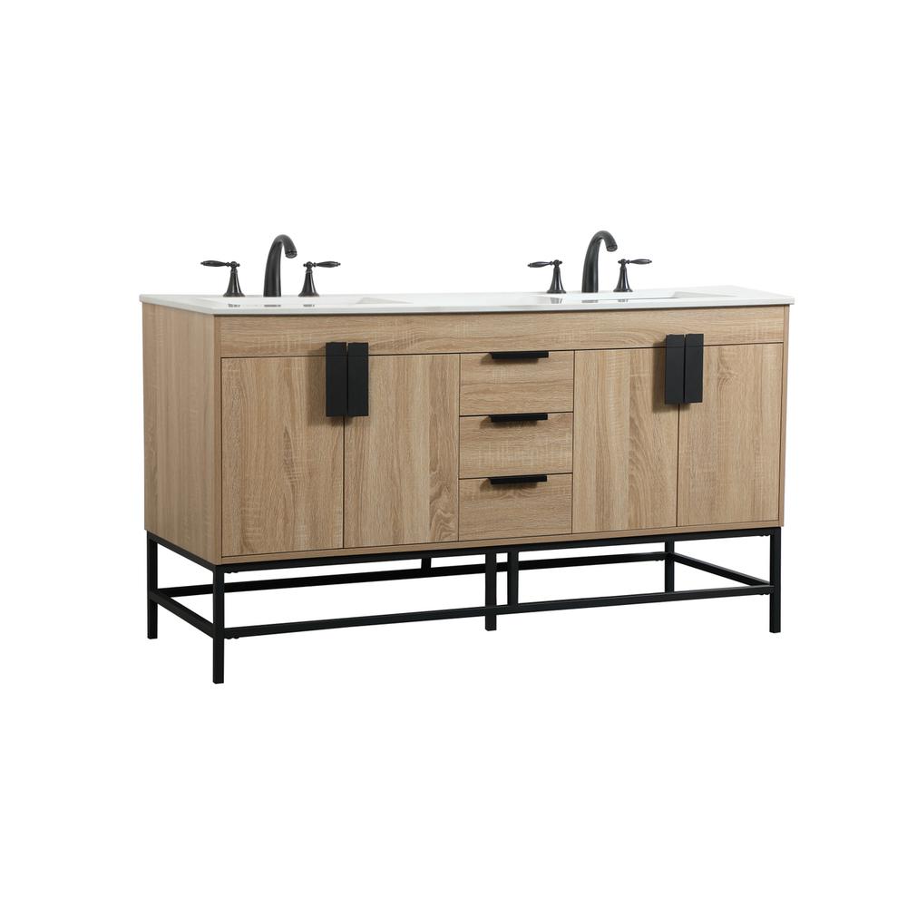 60 inch double bathroom vanity in mango wood. Picture 7