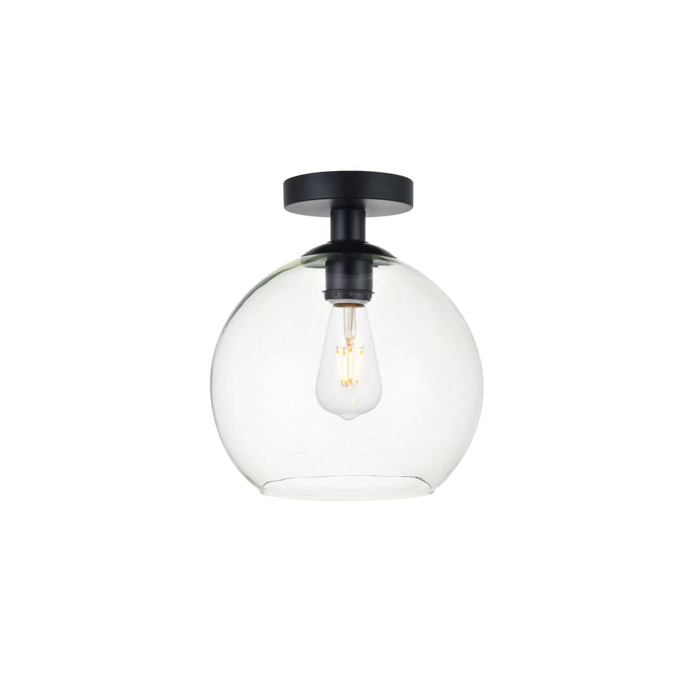 Baxter 1 Light Black Flush Mount With Clear Glass. Picture 1