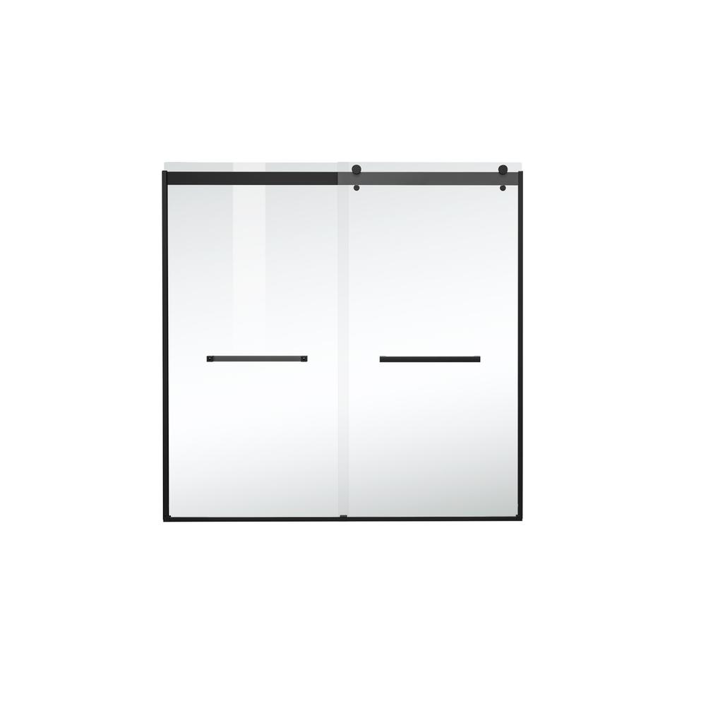 Frameless tub door 60 x 60 Matte Black. Picture 10