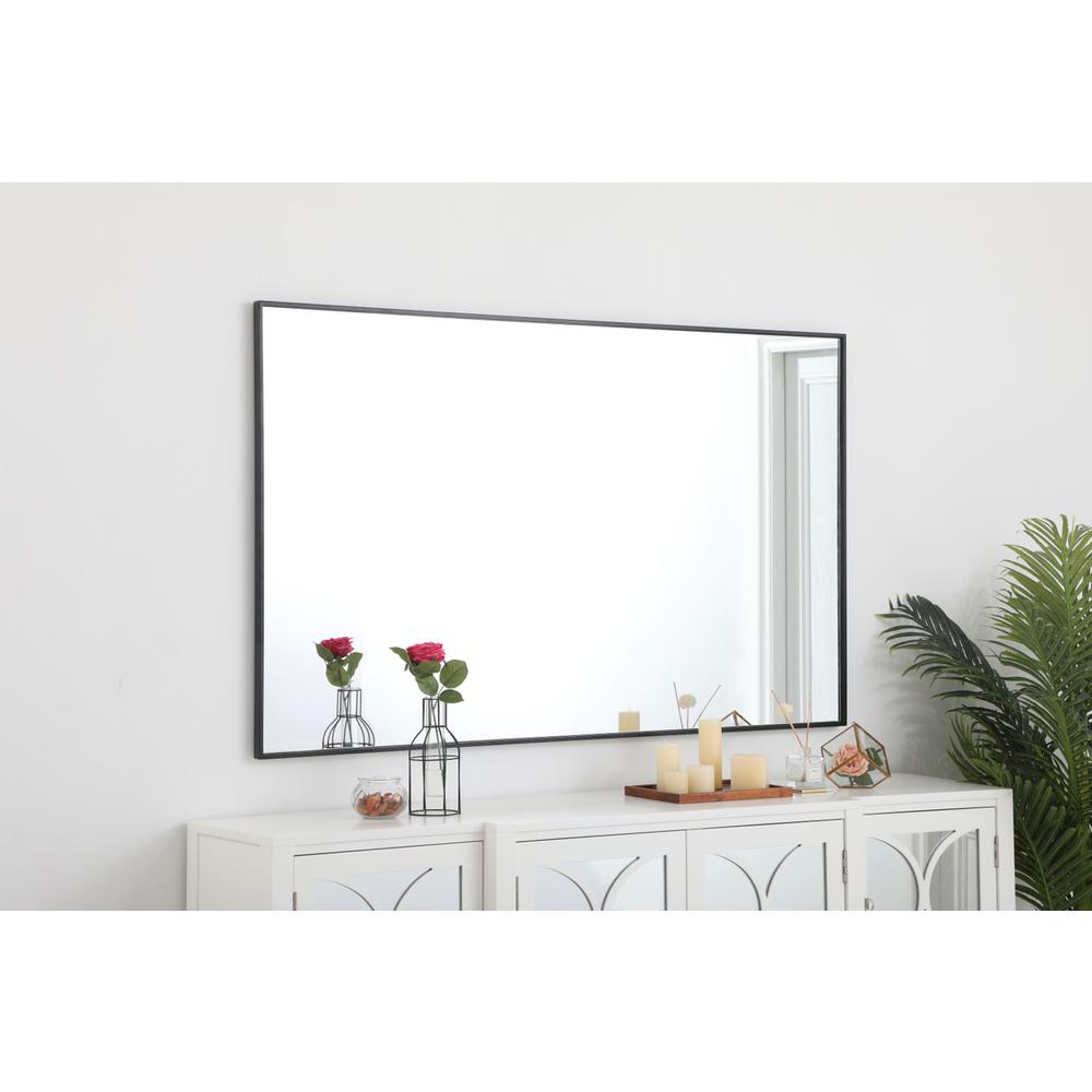 Metal frame rectangle mirror 36 inch in Black. Picture 6