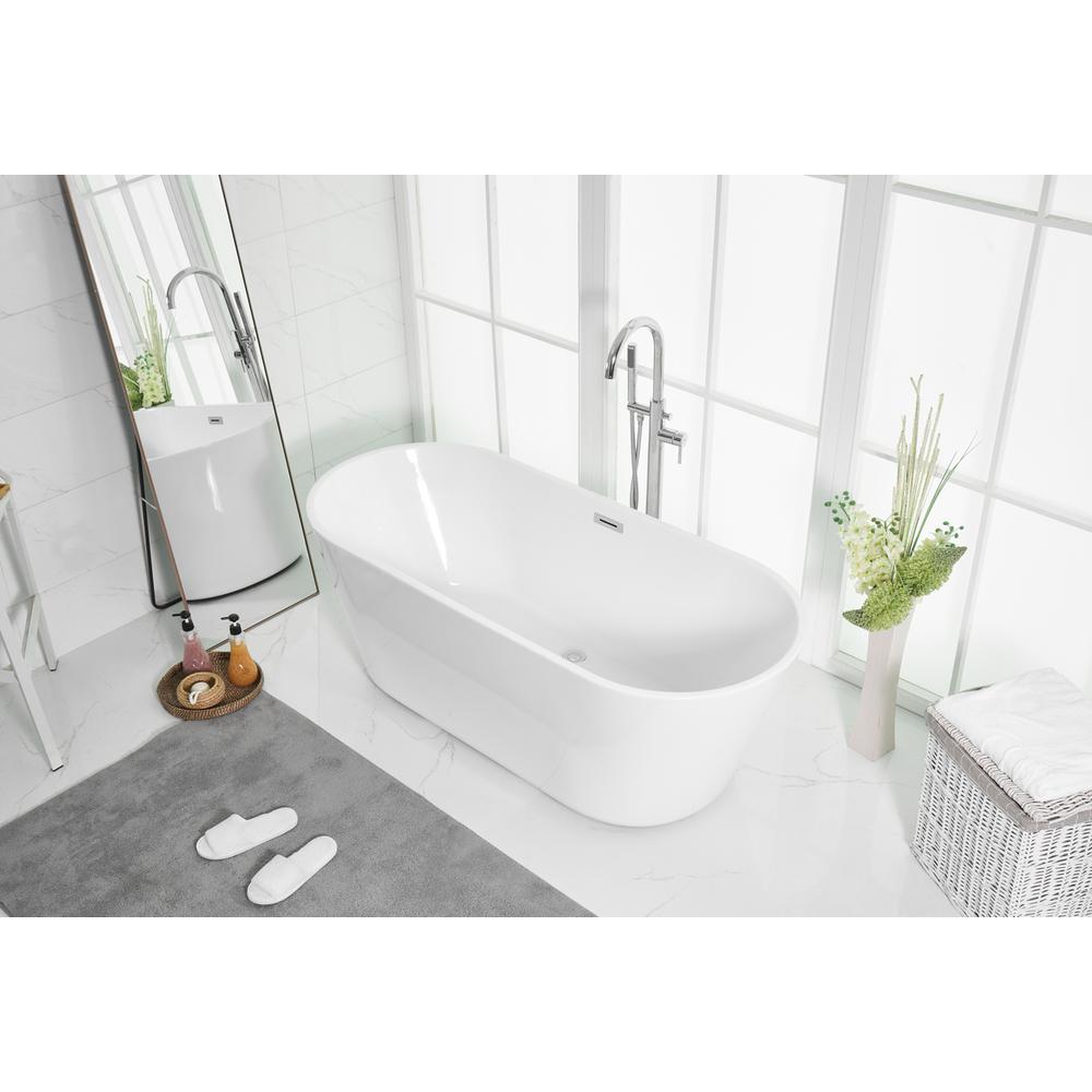 65 inch soaking roll top bathtub in glossy white. Picture 4