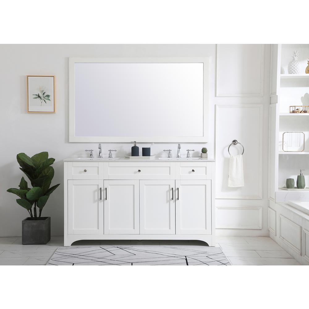 60 inch Double Bathroom Vanity in White. Picture 6