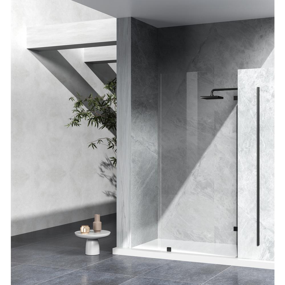 Fixed frameless shower door 35 x 78 Matte Black. Picture 8