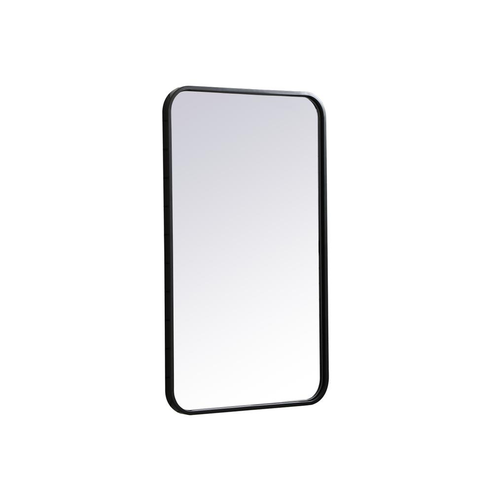 Soft corner metal rectangular mirror 18x30 inch in Black. Picture 5