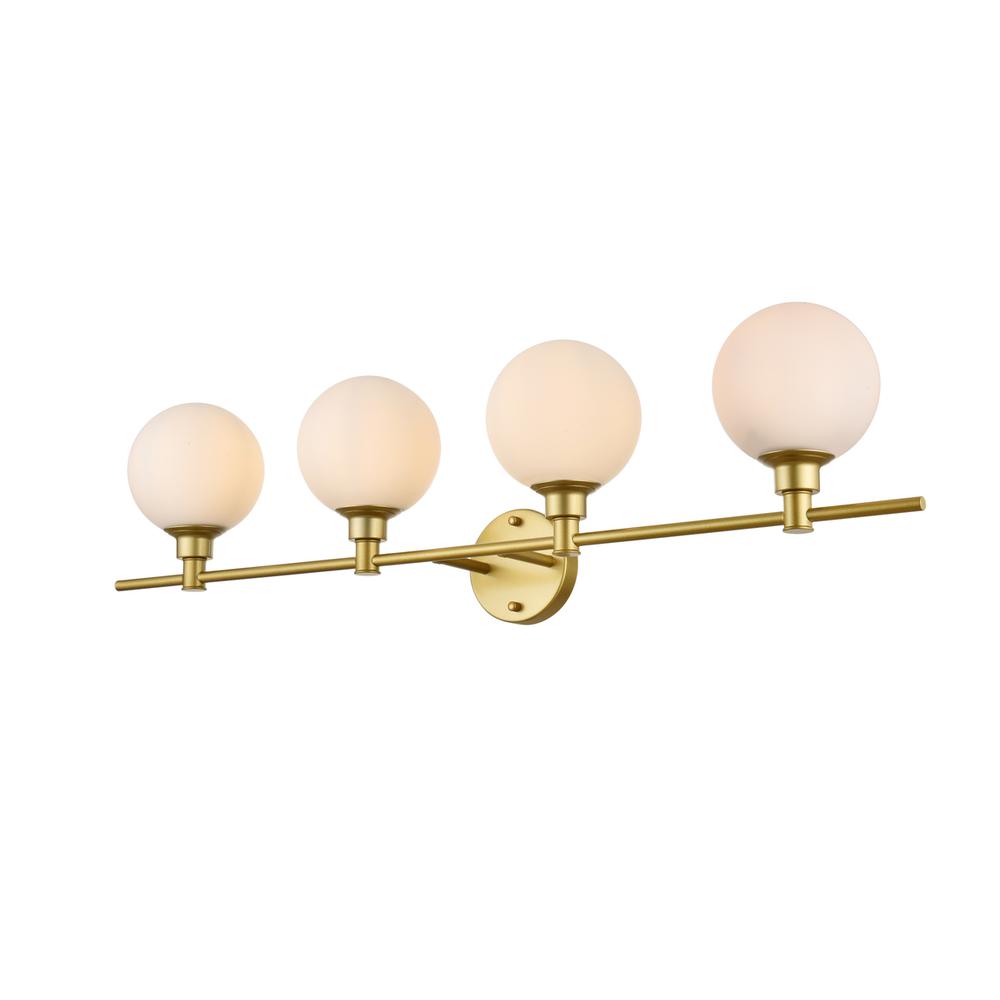 Cordelia 4 light Brass and frosted white Bath Sconce. Picture 2