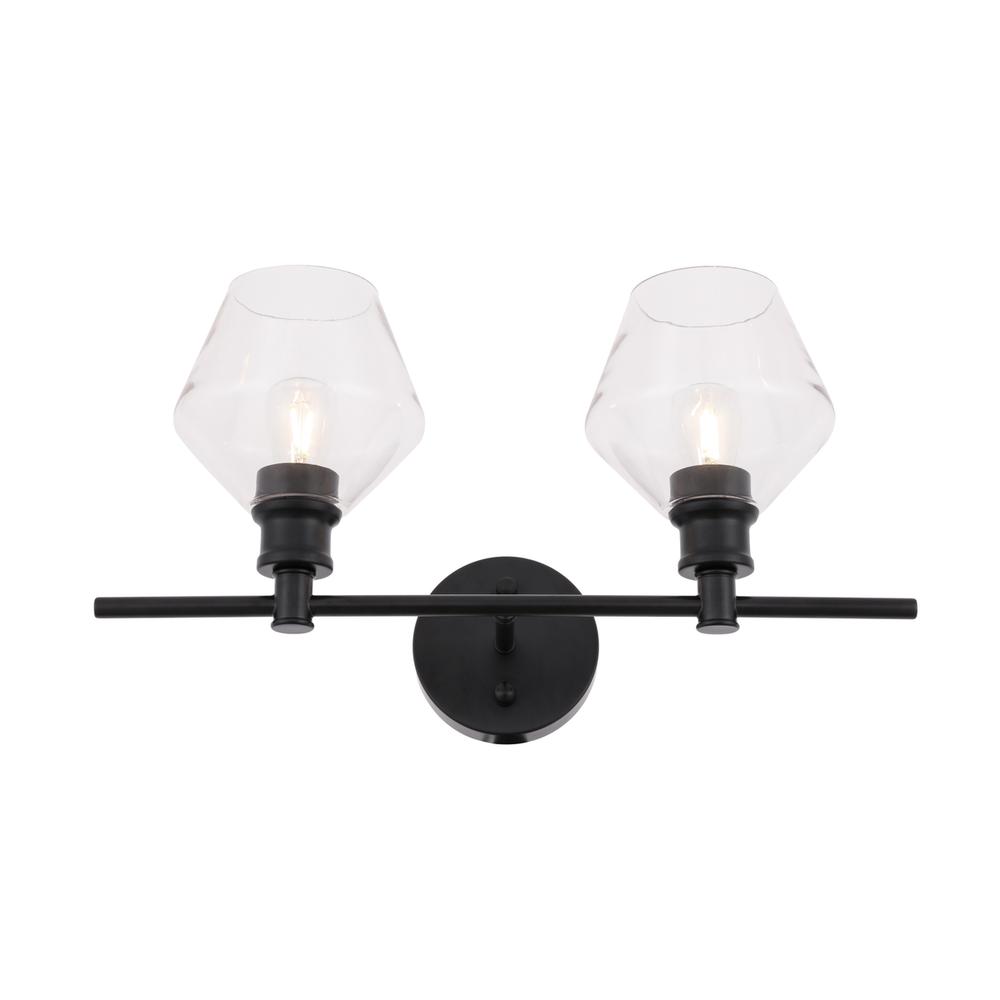 Gene 2 light Black and Clear glass Wall sconce. Picture 3