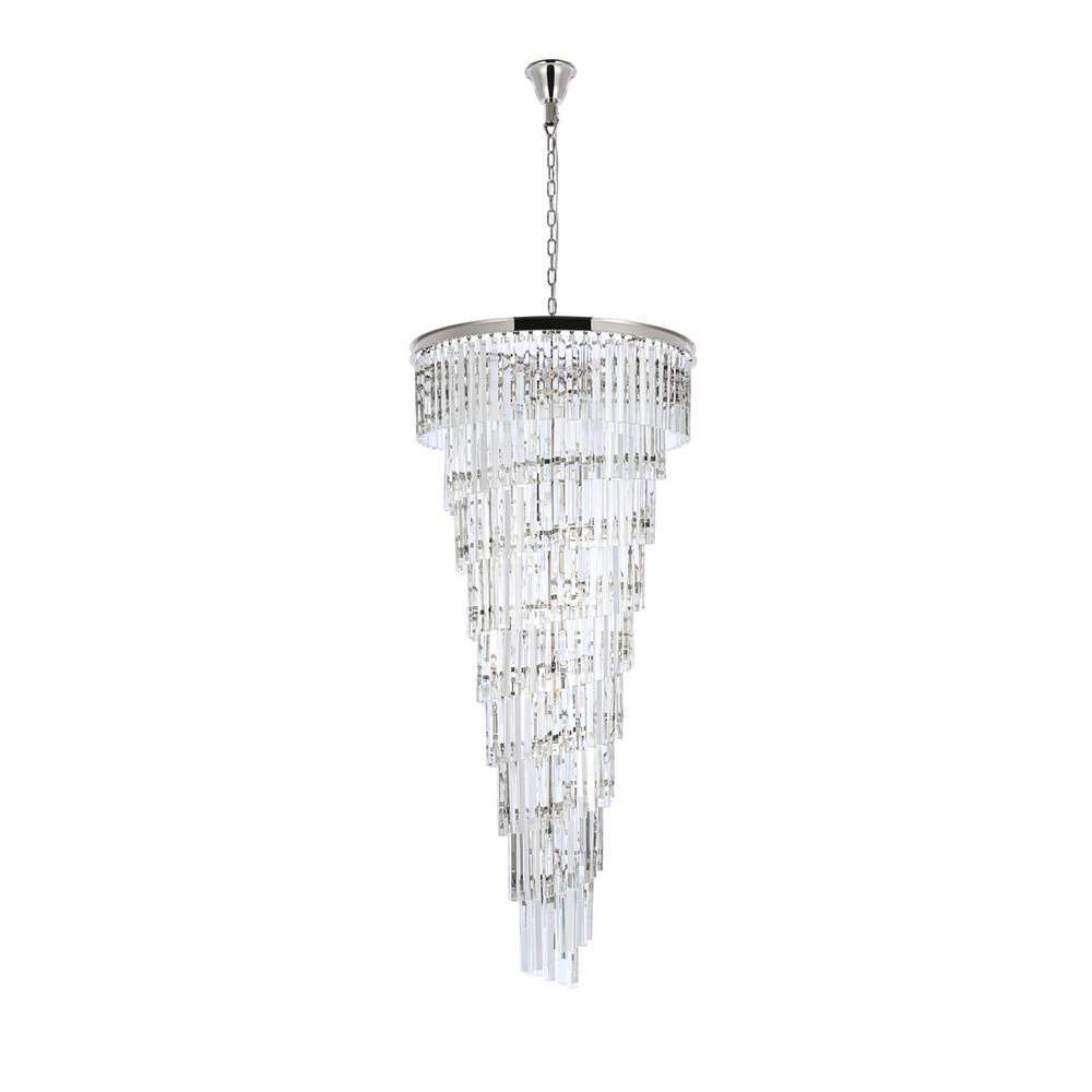 Sydney 30 inch spiral crystal chandelier in polished nickel. Picture 6