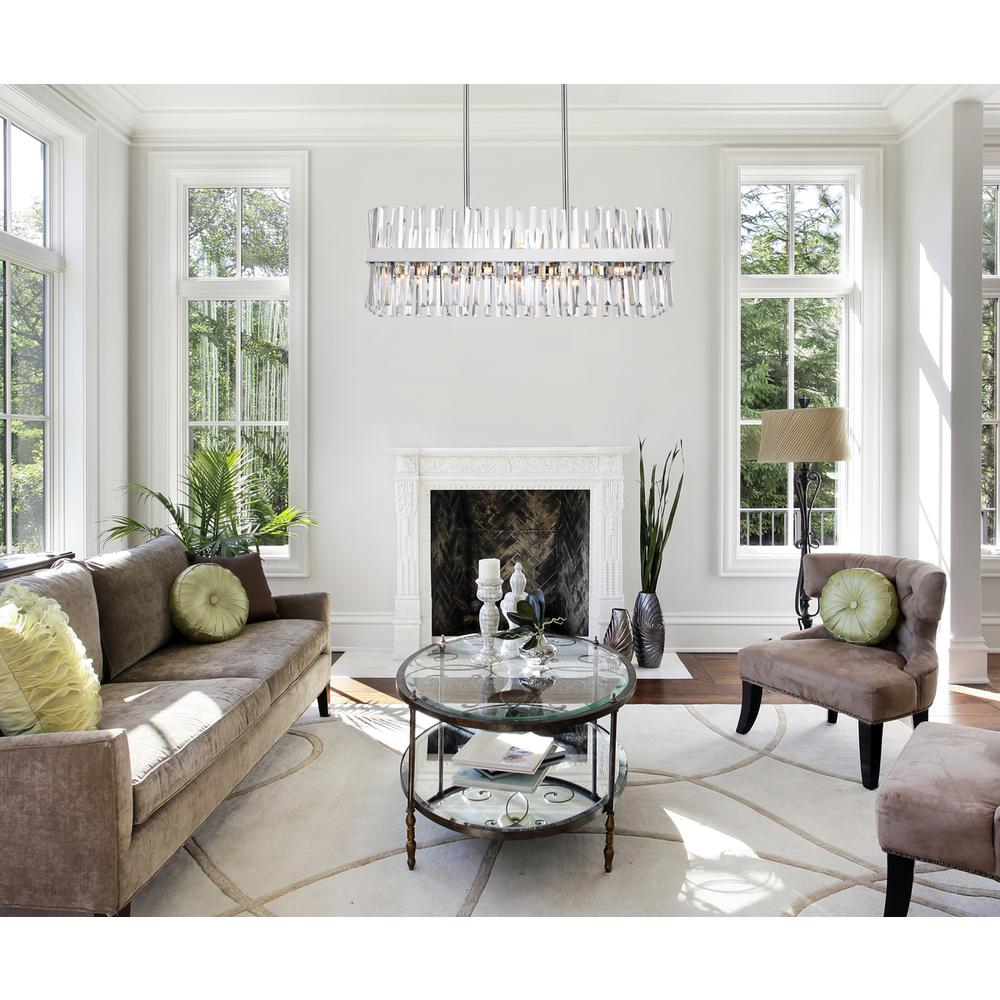Serephina 36 inch crystal rectangle chandelier light in chrome. Picture 7