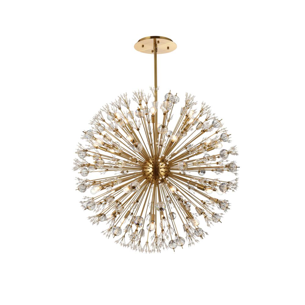 Vera 44 inch crystal starburst round pendant in gold. Picture 1
