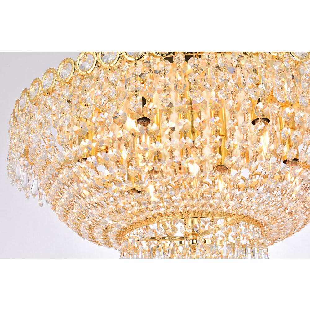 Century 9 light Gold Flush Mount Clear Royal Cut Crystal. Picture 5