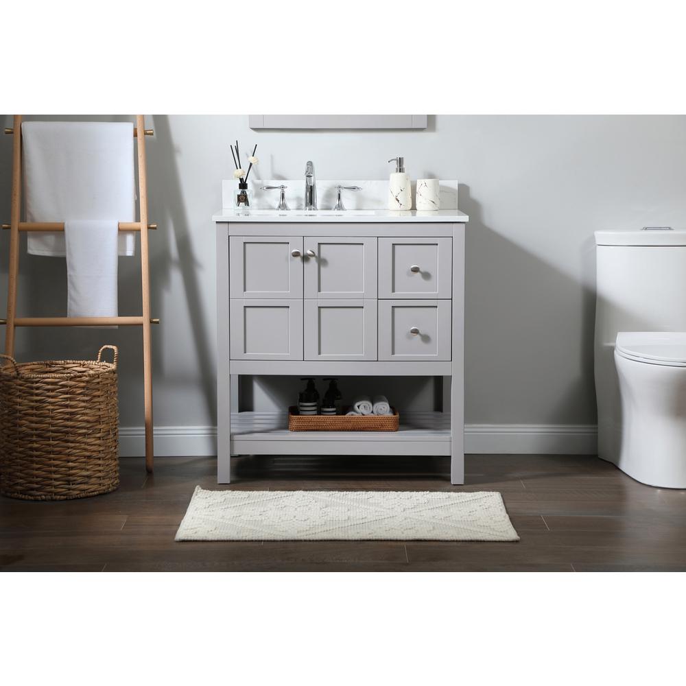 32 inch Single bathroom vanity in grey with backsplash. Picture 14