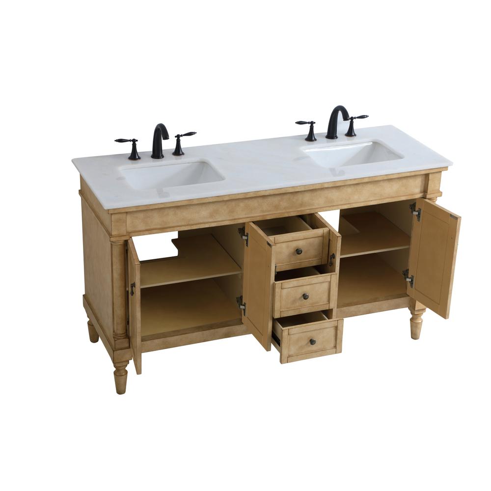 60 inch Double Bathroom Vanity in Antique Beige. Picture 8