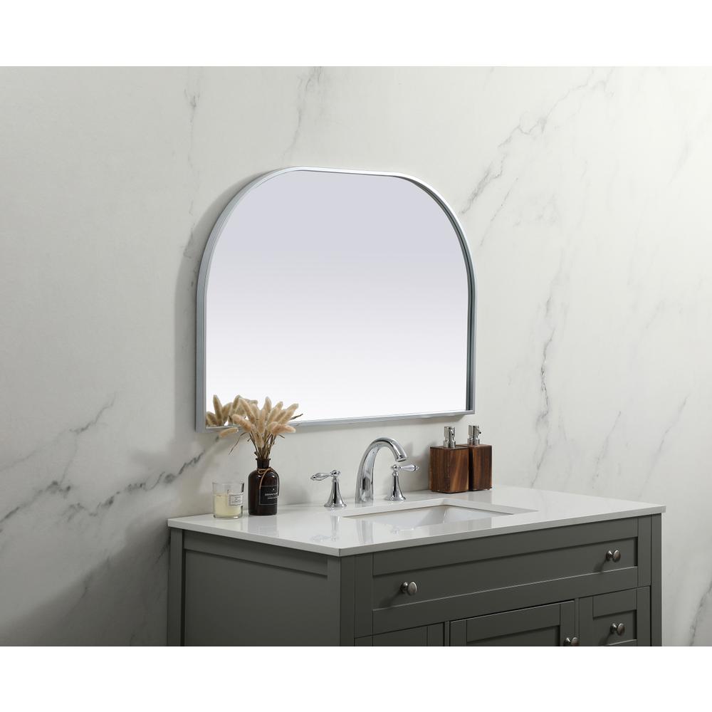 Metal Frame Arch Mirror 36x24 Inch in Silver. Picture 2