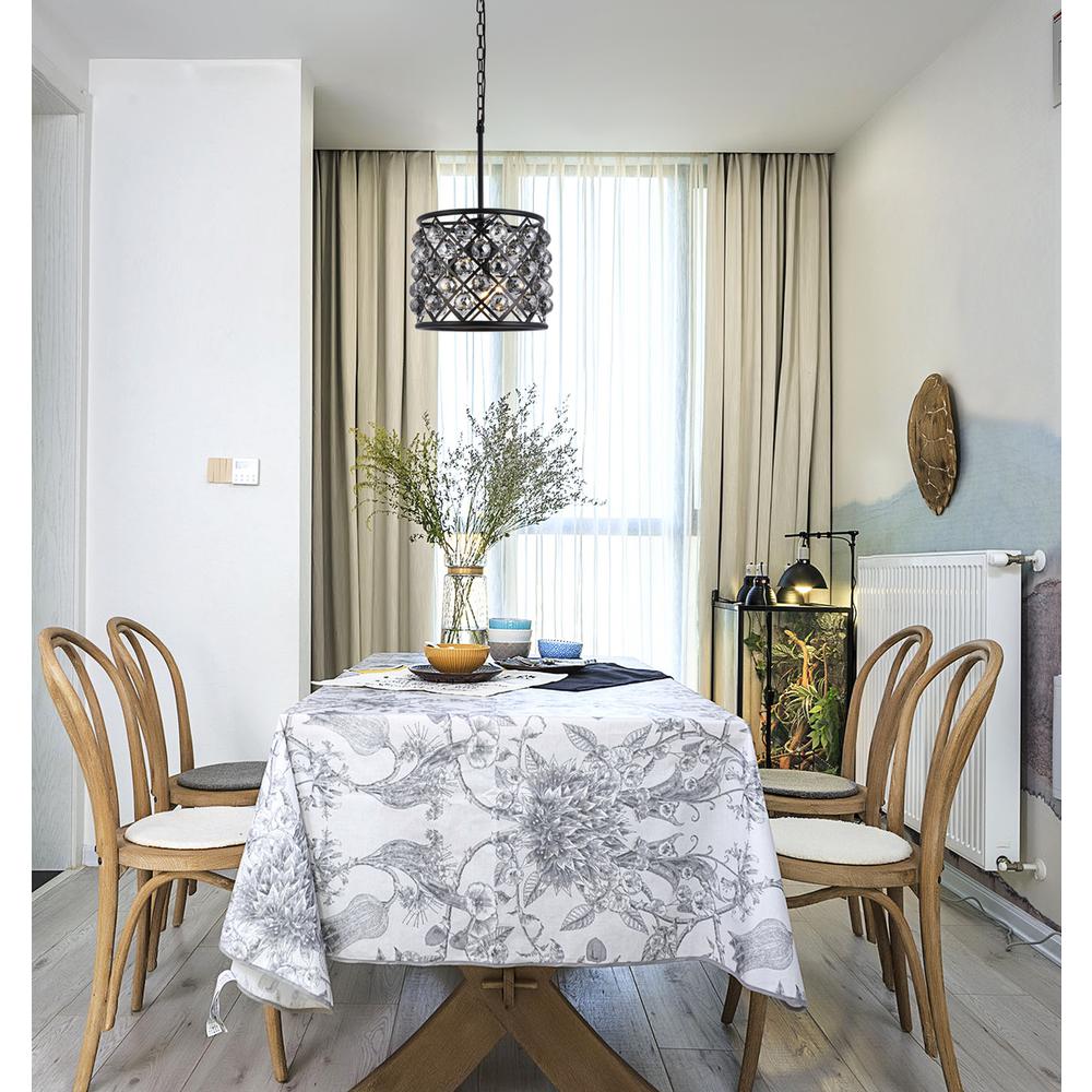Madison 4 light Matte Black Pendant Silver Shade (Grey) Royal Cut Crystal. Picture 8