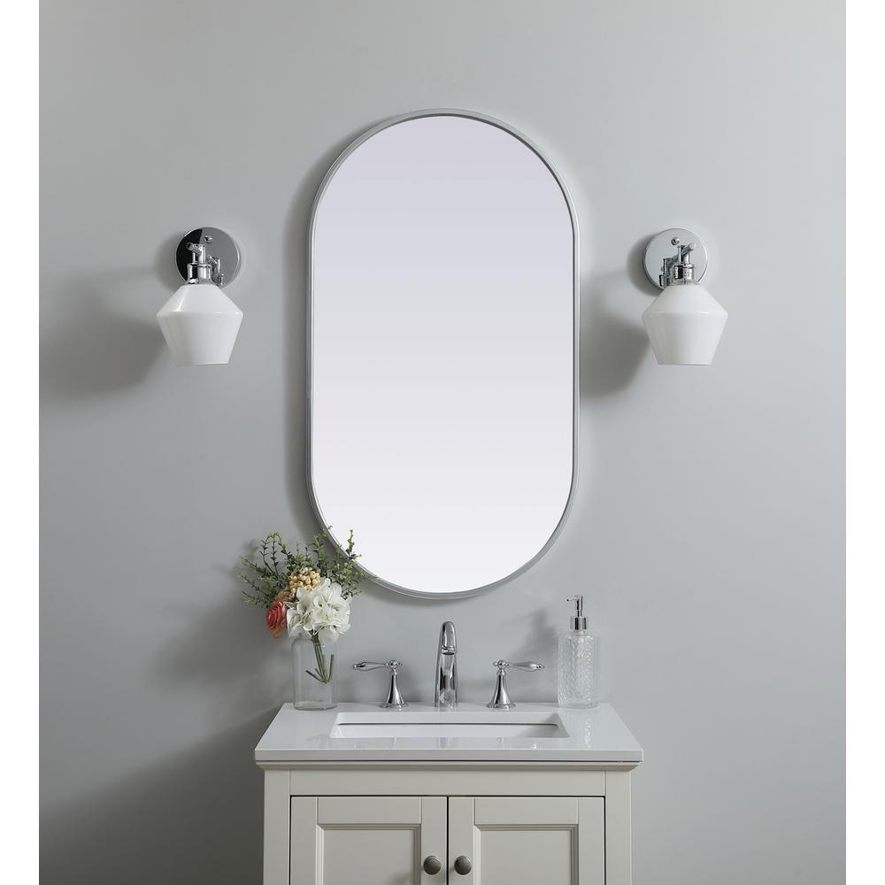 Metal Frame Oval Mirror 20x36 Inch in Silver. Picture 11