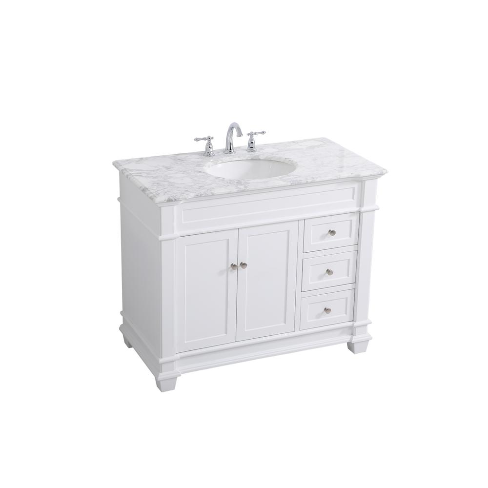 42 inch Single Bathroom Vanity set in White. Picture 8