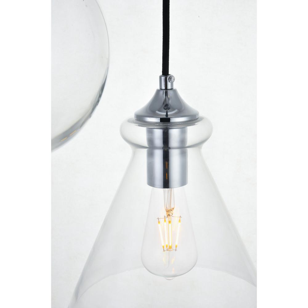 Destry 3 Lights Chrome Pendant With Clear Glass. Picture 4