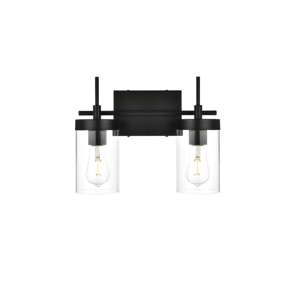 Benny 2 light Black and Clear Bath Sconce. Picture 1