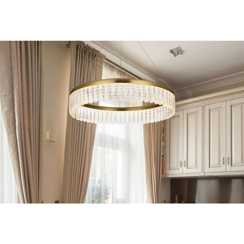 Rune 24 inch Adjustable LED chandelier in Satin Gold. Picture 11