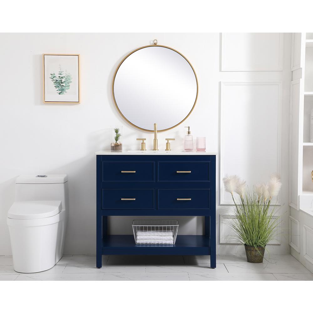 36 inch Single bathroom vanity in blue. Picture 4