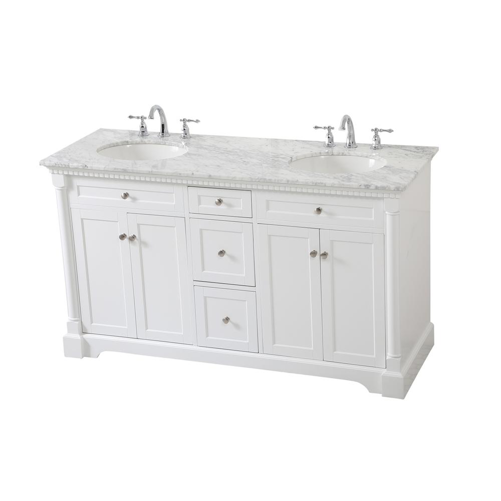 60 inch double bathroom vanity in White. Picture 8