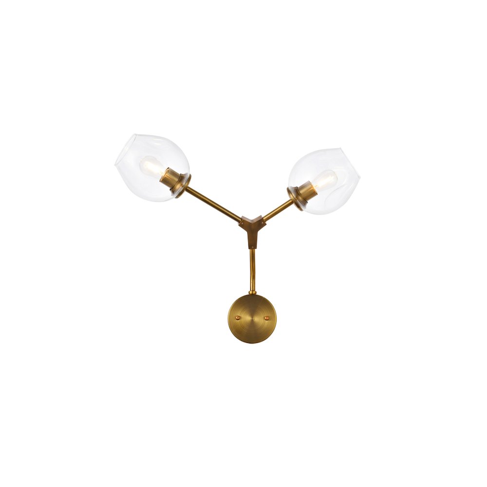 Cavoli 2 Lights Brass Wall Sconce. Picture 1