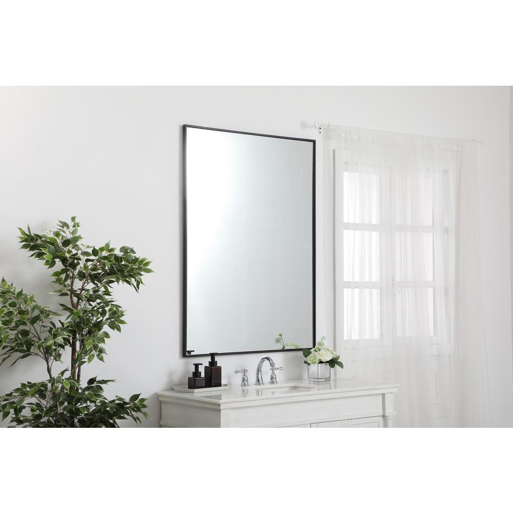 Metal frame rectangle mirror 36 inch in Black. Picture 2