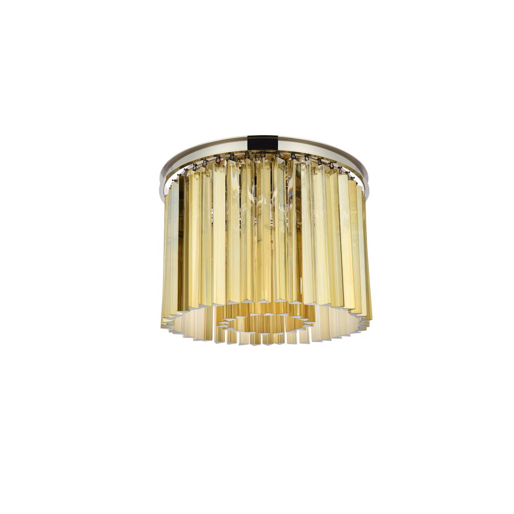Sydney 6 light polished nickel Flush Mount Golden Teak (Smoky) Royal Cut Crystal. Picture 6