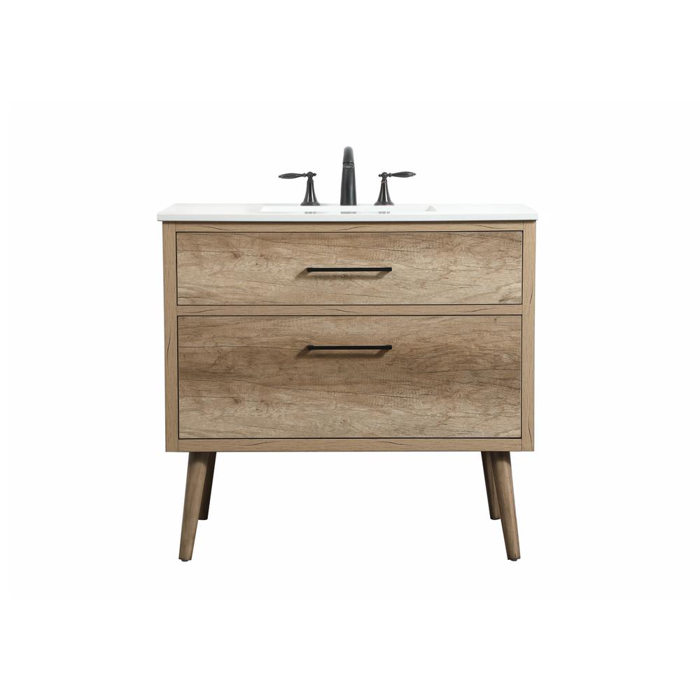 36 inch Single bathroom vanity in natural oak. Picture 1