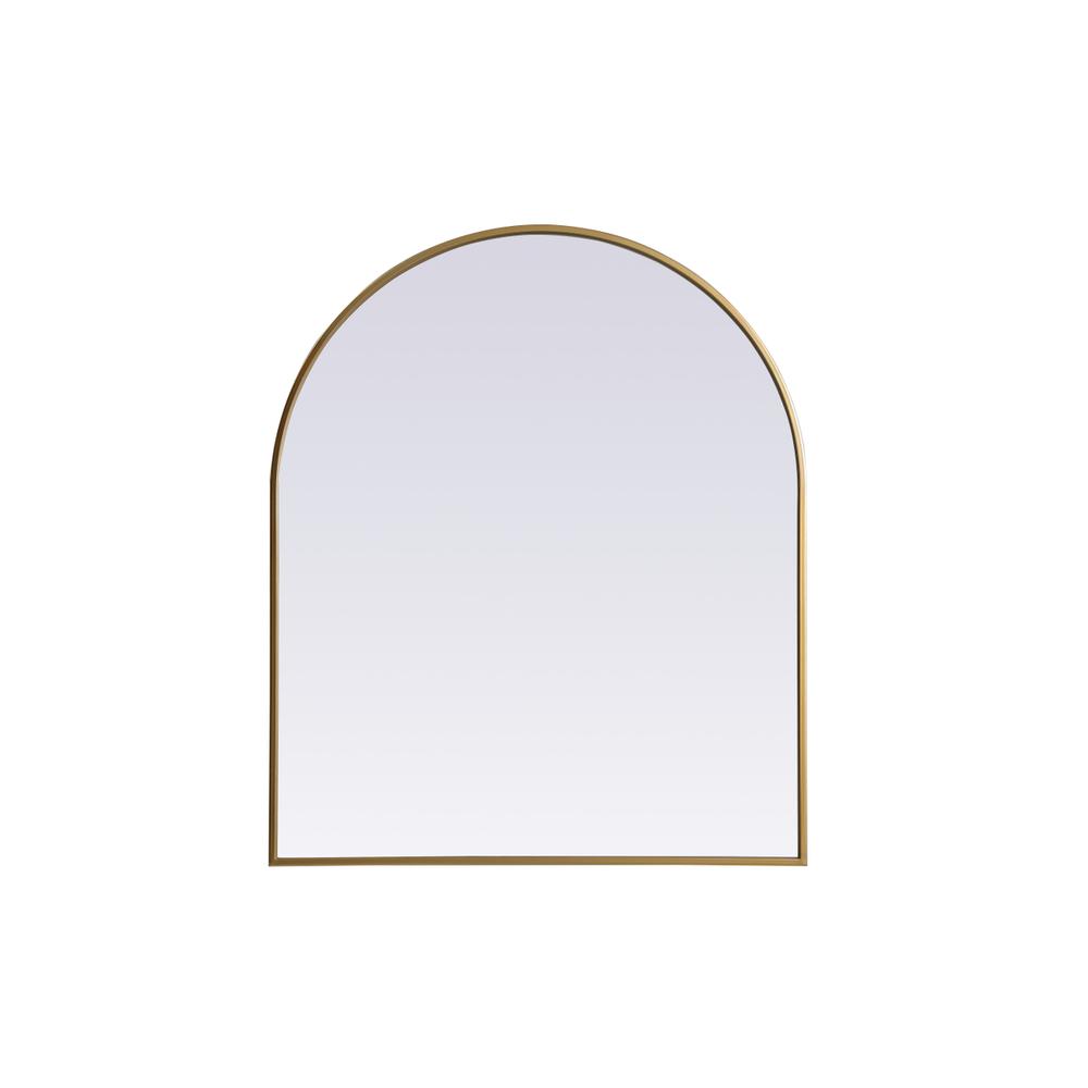 Metal Frame Arch Mirror 30x36 Inch in Brass. Picture 1