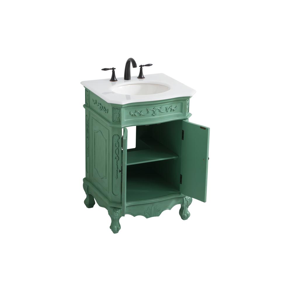 24 inch Single Bathroom vanity in vintage mint. Picture 9