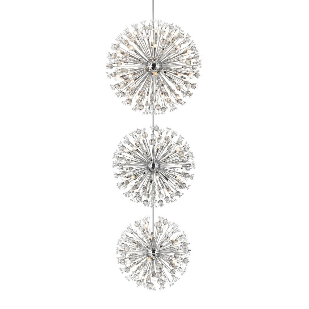 Vera 44 inch three tiers crystal starburst chandelier in chrome. Picture 2